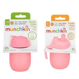 Munchkin Simple Clean Trainer & Straw Cup Set – Spill Proof, BPA Free, Pink